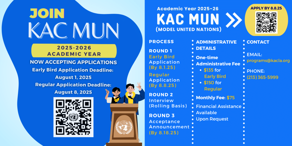 2025-2026 KAC MUN Application Announcement Graphic